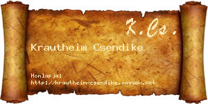 Krautheim Csendike névjegykártya